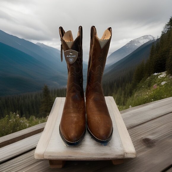 NWOB Ariat Heritage Western Women's 8 C Embroidered Brown Leather Boots 10001021 - Picture 1 of 16